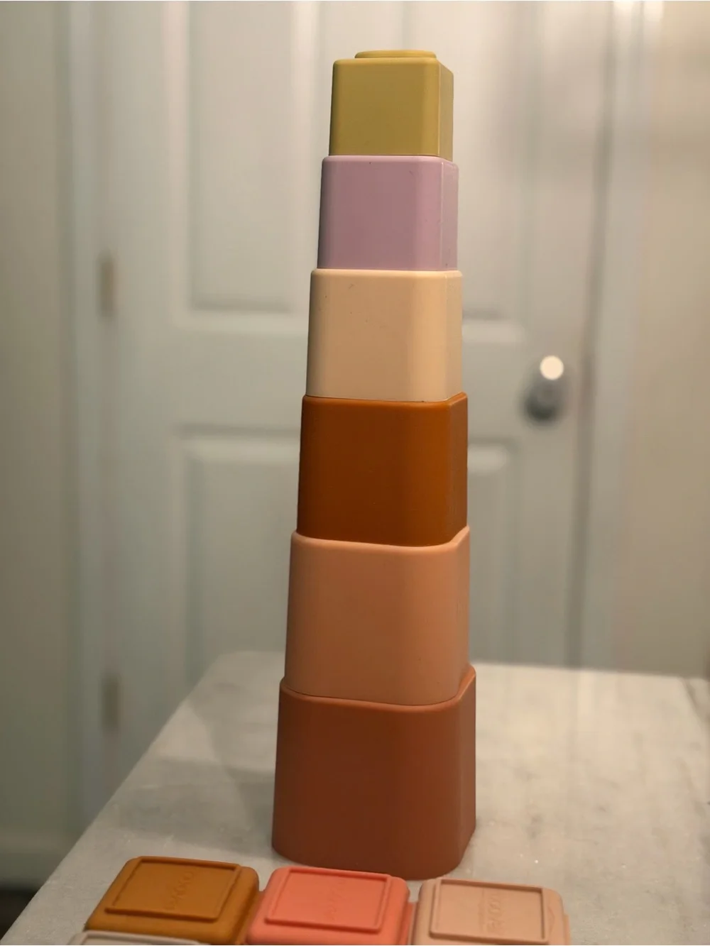 Neutral Pastel Silicone Stacking & ABC Blocks Set - Unbranded